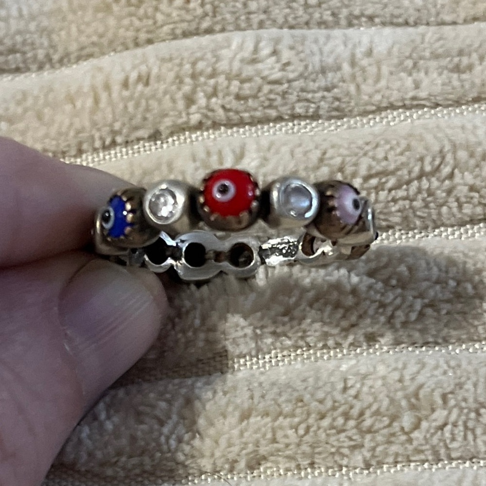 Sterling Silver, CZ and Brass Evil Eye Stackable Ring